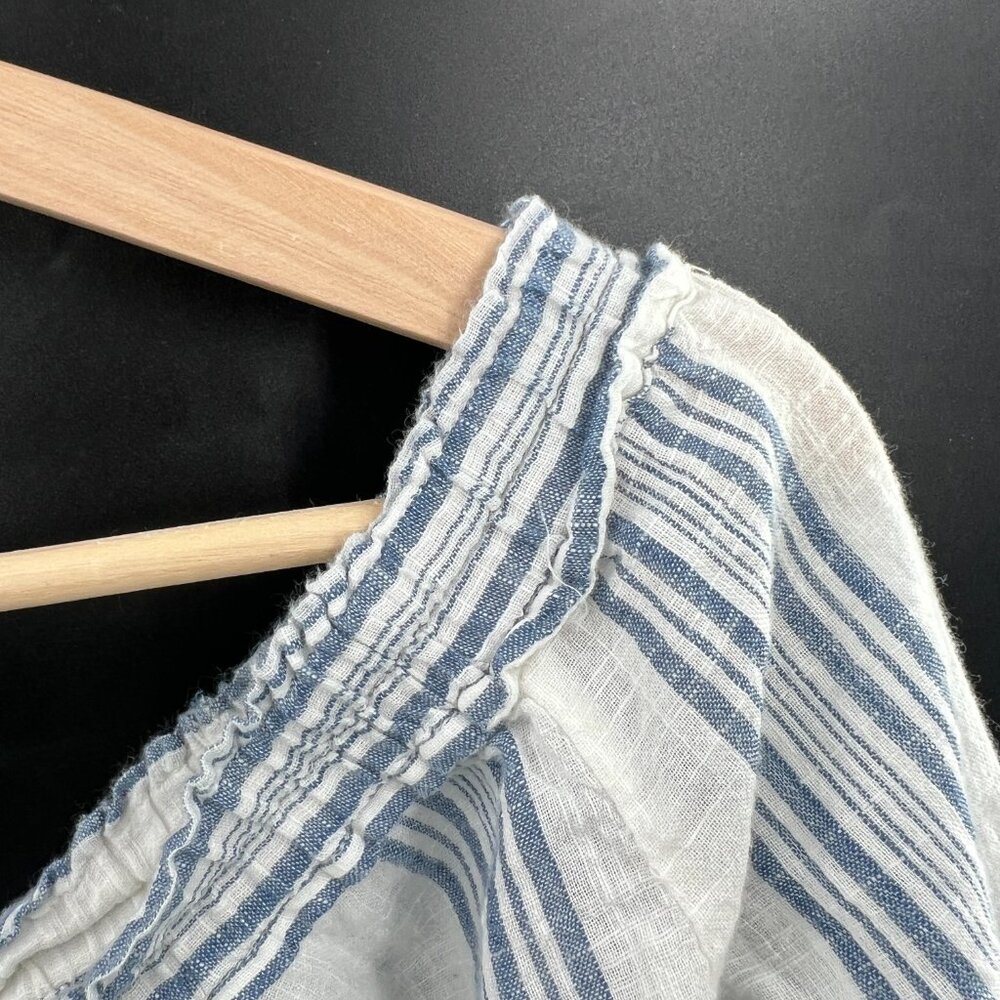Lucky Brand bell sleeve off the shoulder cotton crop top beachy coastal blue M - Picture 7 of 11